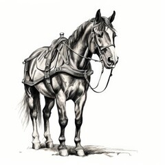an AI Image Generator, Illustrated Saddled Horse Standing Elegantly