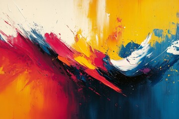 Abstract vibrant painting, colors clash, dynamic strokes, canvas texture, art decor