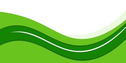 Abstract White and Green wave wide background banner