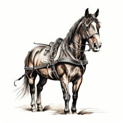 an AI Image Generator, Illustrated Saddled Horse Standing Elegantly