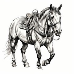 an AI Image Generator, Illustrated Saddled Horse Standing Elegantly
