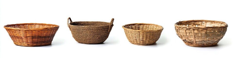 Fototapeta premium Three woven baskets in varying sizes