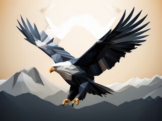 an AI Image Generator, Intricate Paper Sculpture of a Flying Bald Eagle