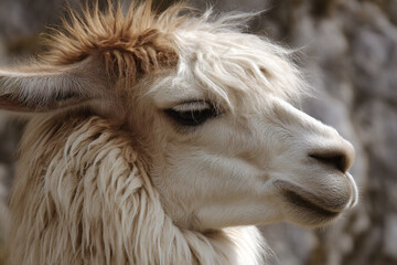 Fototapeta premium a close up of a llama with a very long hair