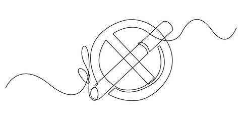 one continuous line sign prohibiting smoking.one single line no smoking,for public places.minimalist line vector illustration