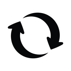 Black circular arrows rotating clockwise isolated on a white background for illustration purpose