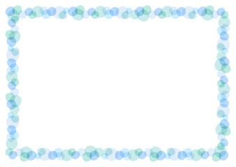 水彩風 フレーム 手書き ドット ライン 青