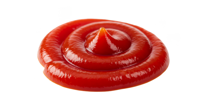 Isolated Photo of Red Ketchup Swirl Droplet on Transparent Background