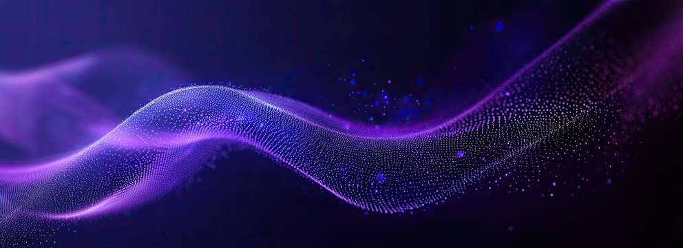 Abstract digital wave design in purple and blue hues - Powered by Adobe