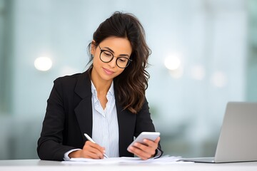 Female consultant preparing digital tax return