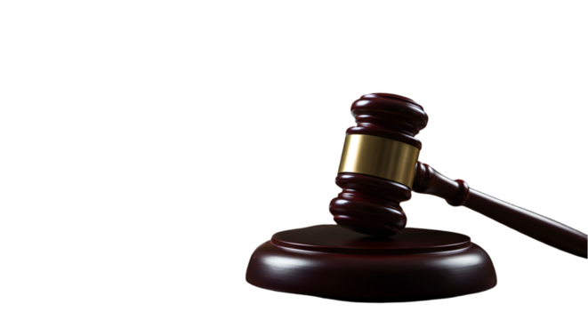 Isolated Photo of Wooden Gavel on a Black Transparent Background
