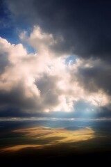 Fototapeta premium Pale shadows of clouds creeping over open plain