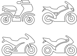 Outline Vector motorcycle icon pack, outline transport symbols, isolated. © Muhammad