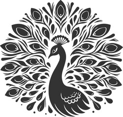 Vector element animal bird silhouette of a peacock
