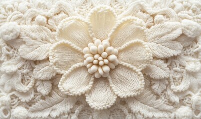 Obraz premium Detailed close-up of intricate, textured, cream-colored floral design