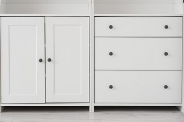 Fototapeta premium Empty closet with drawers in room