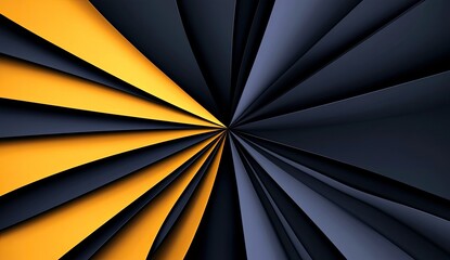 Abstract geometric design with radiating, layered, dark and yellow colors
