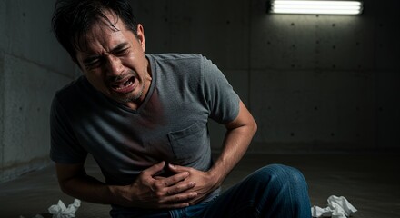 Man in Distress: A Gripping Image of Pain and Suffering