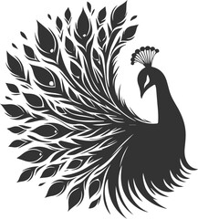 Vector element animal bird silhouette of a peacock