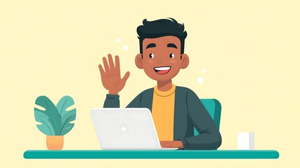 business coach waving goodbye virtual meeting