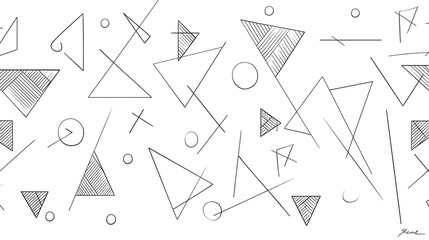 Abstract geometric shapes in single line art