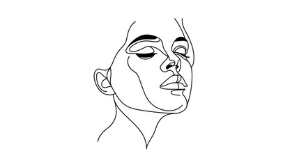 Minimalist continuous line art of female face