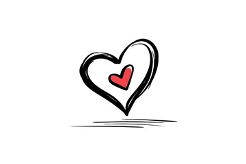 Simple one-line drawn heart Love concept