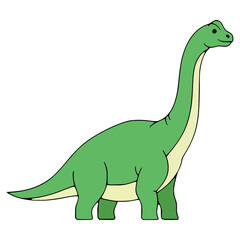 brontosaurus wild creature animal flat color vector illustration template design