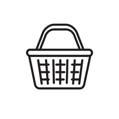Simple black outline displays an empty shopping basket icon with transparent background
