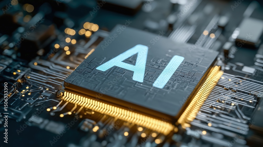 Poster a close-up of a microchip labeled 