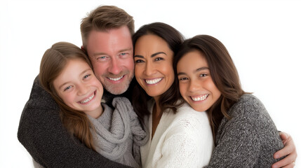 Fototapeta premium Portrait of a Loving Family in White Background for Father’s Day - AI