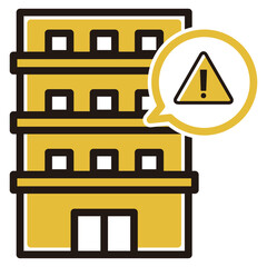 注意マークと集合住宅のイラスト　マンション　ビル
