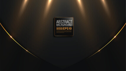 Luxury abstract black golden curves background, 1920x1080 px, vector art for Islamic festival, Diwali wallpaper banner, business invitation card, elegant modern, not AI generated.