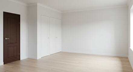 empty room with door closets and white walls