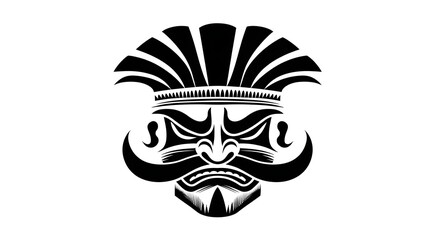 Fototapeta premium Traditional Asian warrior mask tattoo design