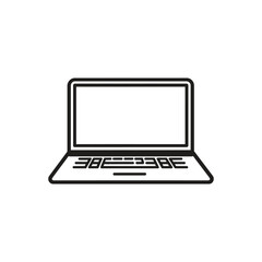 Simple black outline represents the thin, modern laptop on a white backdrop clearly