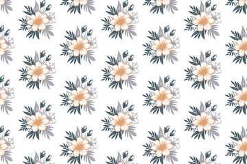 abstract flower pattern, seamless textile design, hand drawn line floral, modern wrapping paper, single line texture

