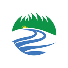 green grass and water