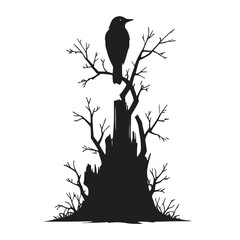 silhouette of a small bird illustration vector white background