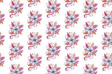 continuous line rose pattern, stylish floral repeat, abstract sketch texture, seamless packaging paper, nature textile print

