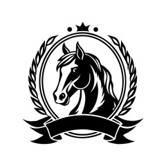 Horse Head Emblem, Equestrian Logo Design, Royal Horse Insignia