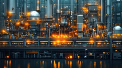 Nightfall at the Industrial Complex: A Symphony of Steel and Light