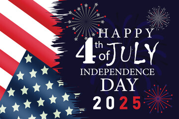 4th of July happy independence day 2025 social media post banner or background design with USA flag. United States of America Independence Day banner Celebration.Fourth July Independence Day Celebrati
