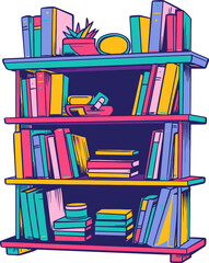 Vibrant bookshelf illustration © safri