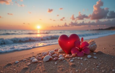 Fototapeta premium heart on the beach