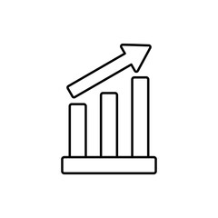 Line Chart with Up Arrow icon, vector lines isolated on white background. trendy and modern design