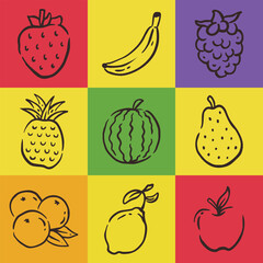 Fruit Vector Outline Handdrawn