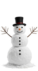 Isolated Snowman Illustration on Transparent Background for Winter Holiday