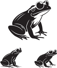 Cute green cartoon frog vector illustration on a leaf, isolated on black