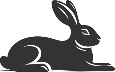 Black rabbit vector illustration animal silhouette